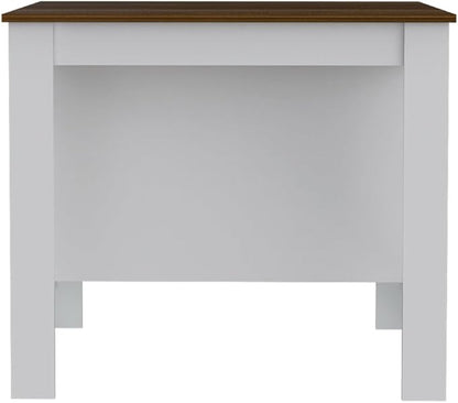 7 Shelf 4 Door 2 Kitchen Set, Kitchen Island and Cabinet White and Walnut QP267