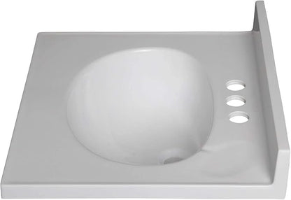 Fine Fixtures Cultured Marble Composite Bathroom Sink Top - Fits Standard 18” Vanity | Elegant and Durable Bathroom Sinks for Modern Homes - Upgrade Your Space - Perfect for Any Bathroom Design