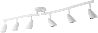 Globe Electric 59353 Grayson 6-Light Adjustable S-Shape Track Lighting, White Color, Matte Finish, 8.66", Bulbs Not Included