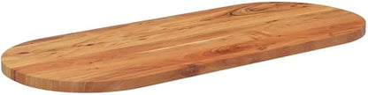Oval Acacia Wood Table Top 39.4"x15.7" Solid Wood Dining Countertop, Heat Resistant Butcher Block Desk Surface, Natural Finish for Kitchen, Office or Small Restaurant