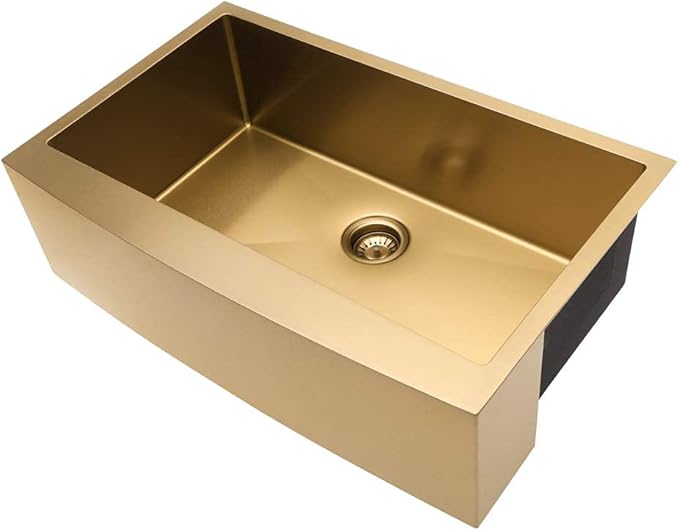 36 Farmhouse Sink Gold - Lordear 36 inch Kitchen Sink Apron Front 16 Gauge Matte Gold Stainless Steel Deep Single Bowl Farm Sinks Basin