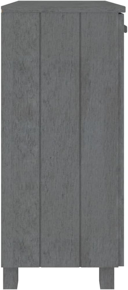 Dark Grey Solid Pine Wood Sideboard, 33.5" Large Buffet Cabinet with 2 Doors, Lacquered Finish, Rustic Storage Furniture for Living Room, Dining Room Kitchen Furniture
