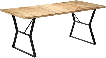 Industrial Solid Mango Wood Dining Table 70.8x35.4x29.9 Inches Sturdy Design for Kitchen and Dining Room Furniture