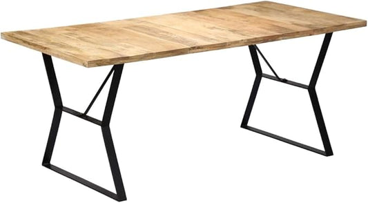 Industrial Solid Mango Wood Dining Table 70.8x35.4x29.9 Inches Sturdy Design for Kitchen and Dining Room Furniture
