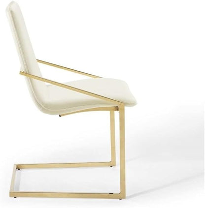 Modway Pitch Performance Velvet Dining Armchair, Gold Ivory