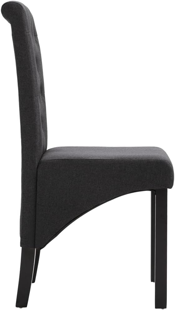 Set of 6 Dark Gray Dining Chairs, 16.5"x22"x37.4" Rubberwood Frame, Ergonomic Modern Accent Seat for Dining Room, Kitchen, Living Room, Small Space