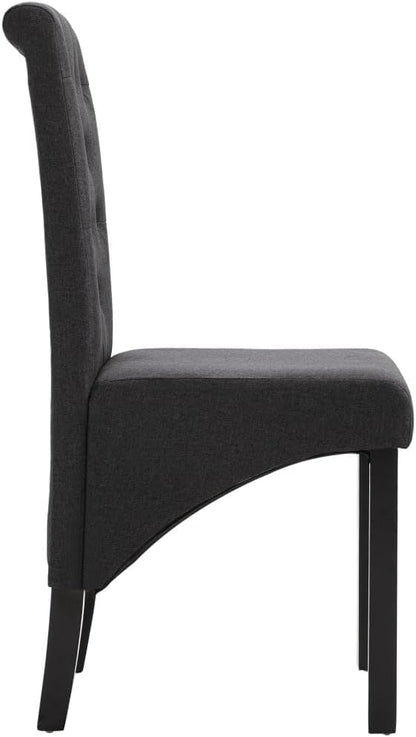 Set of 6 Dark Gray Dining Chairs, 16.5"x22"x37.4" Rubberwood Frame, Ergonomic Modern Accent Seat for Dining Room, Kitchen, Living Room, Small Space