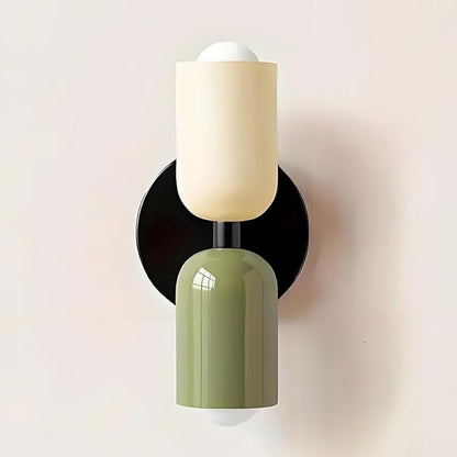 Vintage Wall Sconce Bathroom Vanity: Mid Century Wall Lights Bedroom Hallway - Metal Wall Lighting Mirror (Green & White)