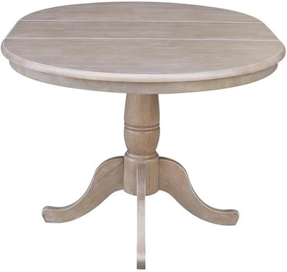 IC INTERNATIONAL CONCEPTS 36" Round Top Pedestal Table with 12" Leaf - 29.3" H - Dining Height