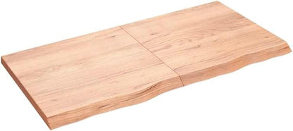 Solid Oak Butcher Block Desk Top 47 x 24 x 1.6 in Foldable Table Top Standing Workbench Rustic Brown Varnished Rectangular for Dining Room Study Small Space