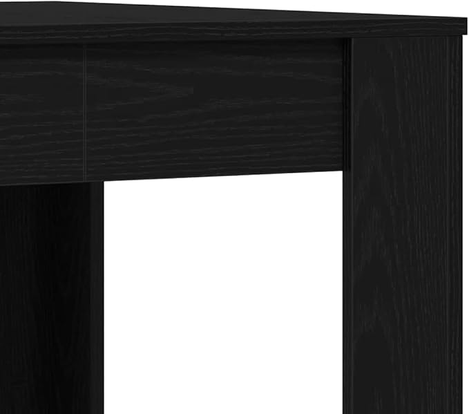 Dining Table 55"x29" Black Oak Poly Rattan Kitchen & Dining Room Table with Steel Frame Easy Assembly Patio Outdoor Table for Garden Terrace