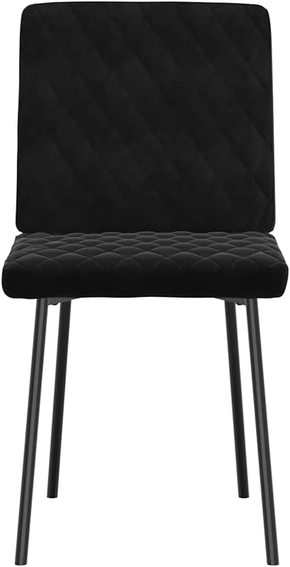 Modern Black Velvet Dining Chairs Set of 2 with Metal Wood Frame - Soft Comfortable Accent Chairs for Dining Room Kitchen Living Room Furniture