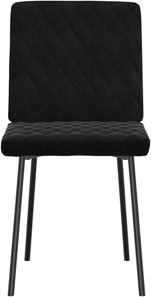 Modern Black Dining Chair Set of 2, 21.3"x17.7"x32.7" Velvet Upholstered Accent Seating with Tufted Cushion, 242.5 lb Load, Matte Frame for Kitchen Dining Room or Living Room