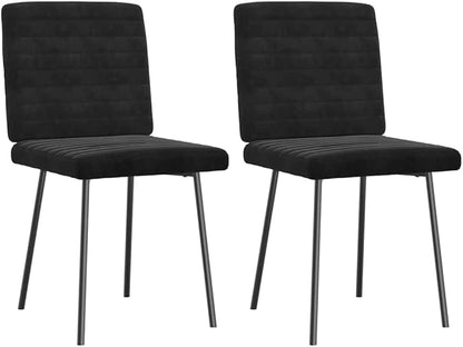 Velvet Dining Chairs Set of 2 Black Modern Accent Chairs with Metal Frame for Kitchen Living Room Farmhouse Decor