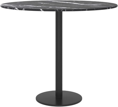 Round Tempered Glass Table Top 19.7 inch Black Marble Design Scratch Heat Resilient Easy Clean Modern Dining Tabletop for Kitchen Living Room Outdoor Patio
