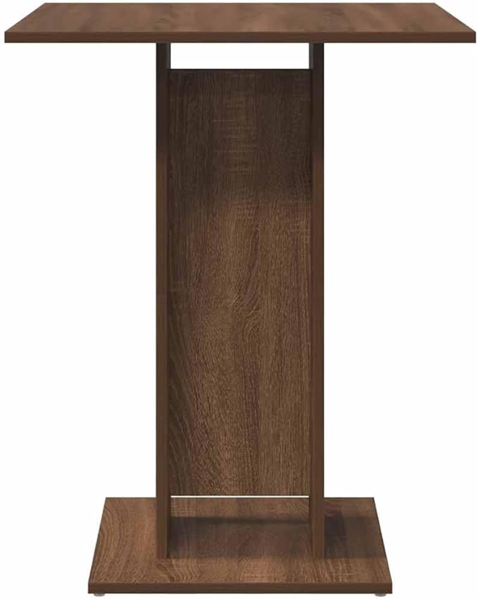 Small Dining Table 23.6in Square Brown Oak Engineered Wood Bistro Table with Matte Finish Compact for 2 People Modern Kitchen & Dining Room