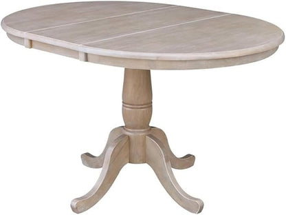IC INTERNATIONAL CONCEPTS 36" Round Top Pedestal Table with 12" Leaf - 29.3" H - Dining Height