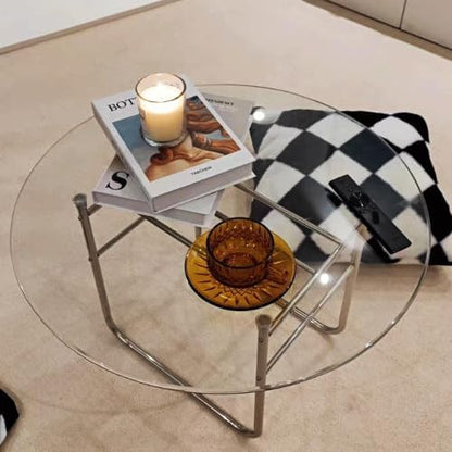 48" Clear Round Glass Table Top, Thick Tempered Glass with Smooth Polished Edge – Ideal for Kitchen, Living Room, Office or Patio Table Replacement