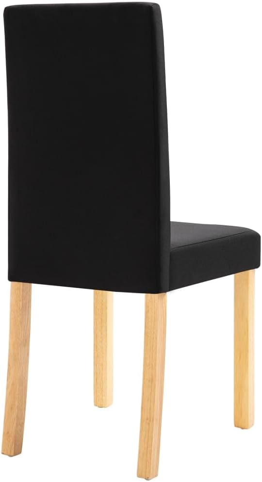 4-Piece Black Fabric Dining Chairs Set with Rubber Wood Frame, Modern Farmhouse Kitchen Chairs for Dining Room Comfortable Seating Furniture