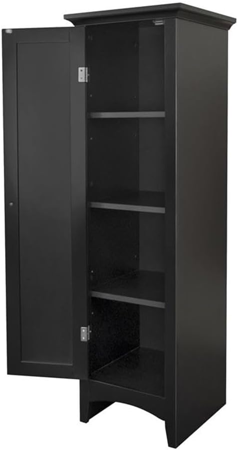 OS Home and Office Furniture 15" 1-Door Wood Kitchen Storage Pantry in Black