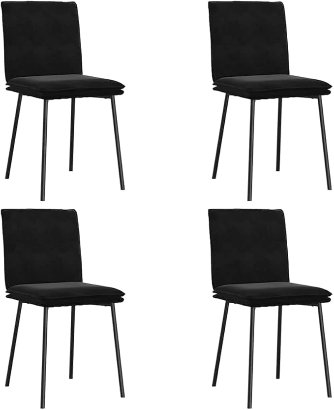4-Piece Black Velvet Dining Chairs Set Modern Accent Chairs for Kitchen Dining Room Living Room Furniture with Metal Wood Frame
