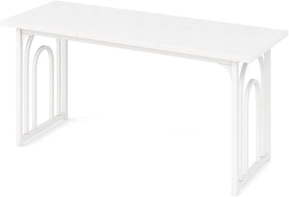 White 63" Rectangular Dining Table with Adjustable Foot Pads for Stability & Small Spaces, Narrow Kitchen Table, Space Saving Dining Tables, Kitchen Island Tables Stable Dining Table