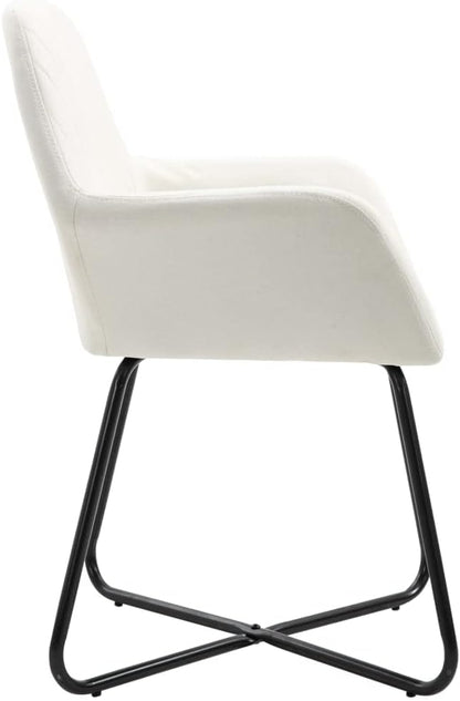 Set of 2 Cream Dining Chairs Modern Accent Chairs with Powder-Coated Steel Frame 24 x 24 x 33.1 in Comfortable Upholstered Seat for Dining Room Kitchen Living Room Bedroom Office