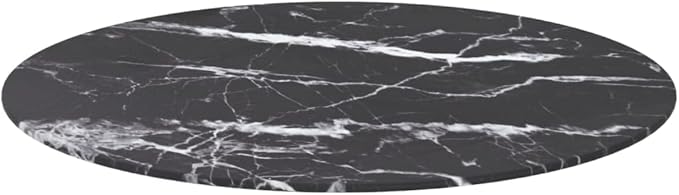 27.6" Round Tempered Glass Tabletop, Black Marble, Replacement Dining Desk, Easy-Wipe