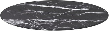 27.6" Round Tempered Glass Tabletop, Black Marble, Replacement Dining Desk, Easy-Wipe