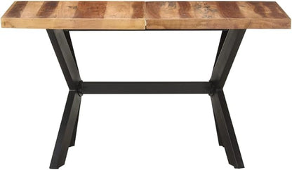 Solid Acacia Wood Honey Dining Table 55.1"x27.6" Industrial Kitchen & Dining Room Table Seats 6 Easy Assembly Compact Rustic Furniture for Apartment Loft