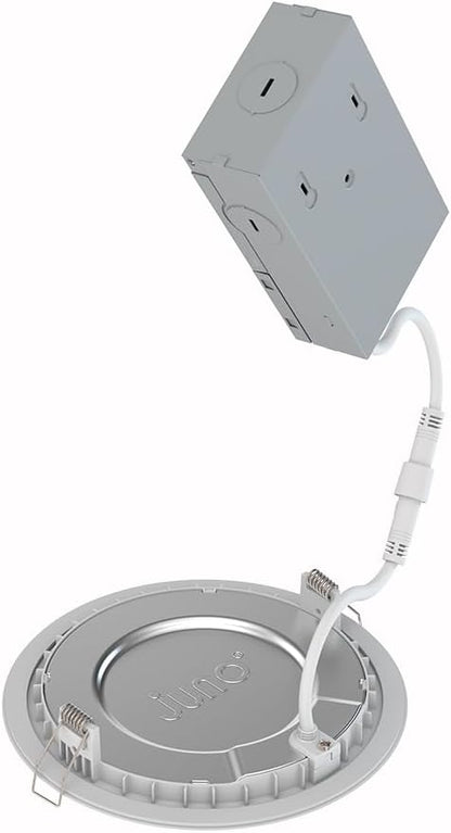 Juno LED Recessed Lights 6 Inch Round Wafer Downlight, 5-in-1 Switchable White Color Temperature, 120 Volts, 6-Inch Ultra-Thin Flat Trim, Matte White, 4-Pack (WF6 SWW5 90CRI MW CP4 M2)