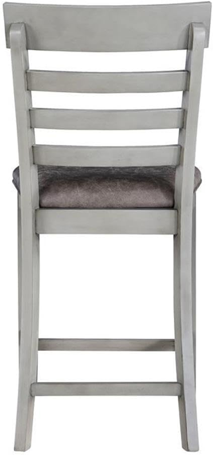BOWERY HILL Wood 7-Piece Dining Set, Stone Gray and Charcoal Finish, 80 in Table with Faux Leather Chairs and Bench, Server with Glass Doors, Storage Cabinet, for Dining Room or Kitchen