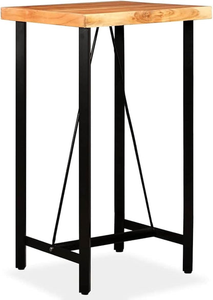 Industrial Bar Table, 23.6x23.6 Inch Square Pub Table with Solid Acacia Wood Top and Heavy Duty Steel Frame, High Counter Dining Table for Kitchen, Bistro, Home Decor