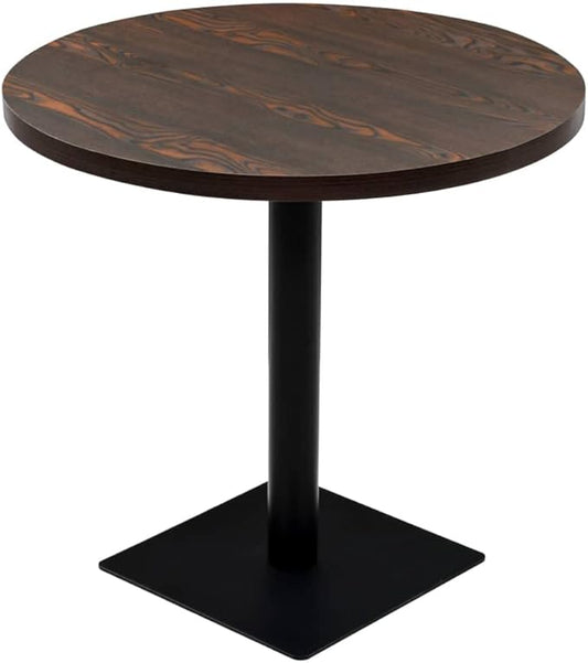 Small Dining Table 31.5" Round Dark Ash MDF Steel Bistro Furniture for Kitchen, Dining Room or Coffee Bar Seating 4 Compact Modern Rustic Brown