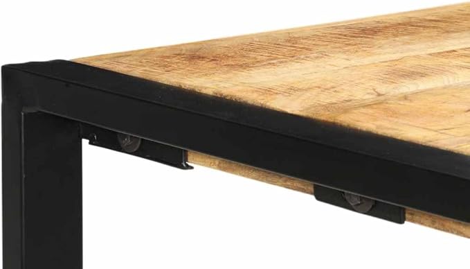 Rustic Brown Mango Wood Bar Table 43.3 inch Rectangle Counter Height Dining Kitchen Island, Heavy-Duty Steel Legs, Small Space Modern Coffee Bistro High Top for Living Dining Room