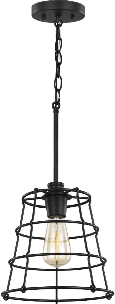 Progress Lighting Chambers Collection 1-Light Farmhouse Pendant Light Matte Black 11.00x10.00x10.00