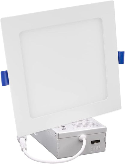 Maxxima 6 in Slim LED Downlight Canless Square 5 CCT Ultra-Thin Recessed, 1000 Lumens Flat Panel Light, Color Select 2700K-5000K (2700K/3000K/3500K/4000K/5000K) IC Rated Dimmable Junction Box Included