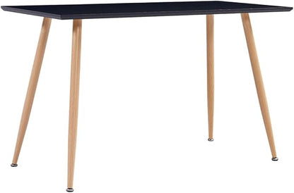 Modern Rectangular Dining Table Black MDF Top Steel Frame for 6 People 47.2" L x 23.6" W x 29.1" H Suitable for Dining Room Kitchen Small Spaces