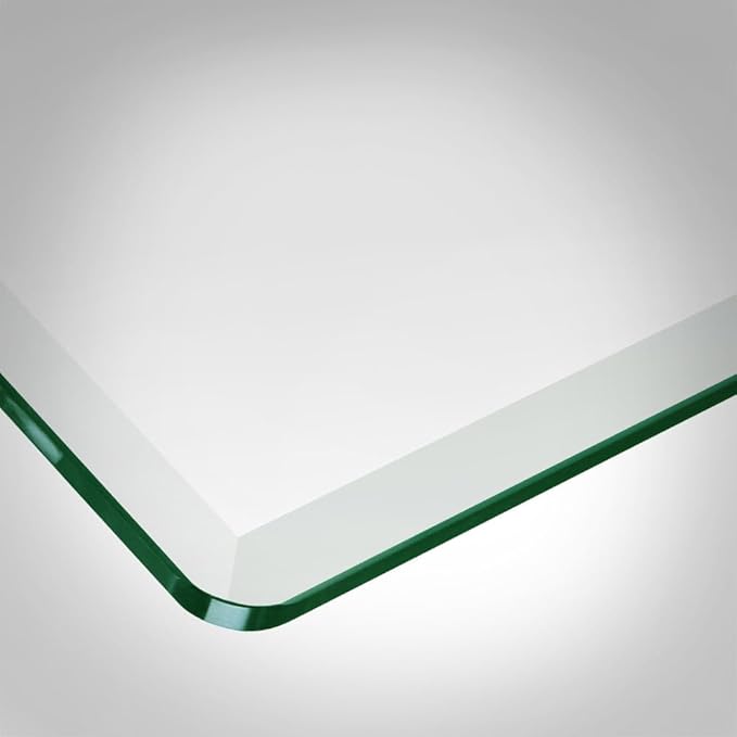 Dulles Glass 30X60 inch Rectangular Glass Table Top - Tempered - 1/2" Thick Glass Surface, Safe Beveled Edge, Radius Corners, Multipurpose for Dining Table, Patio, Coffee and End Table