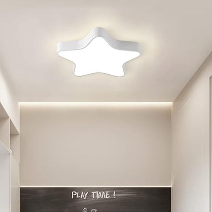 LED Ceiling Light Fixture, Modern Pentagram Recessed Ceiling Lights, 3000K-6000K Dimmable Light, Close to Lighting Flush Mount Living Room Pendant Lamps (White, 12inch)