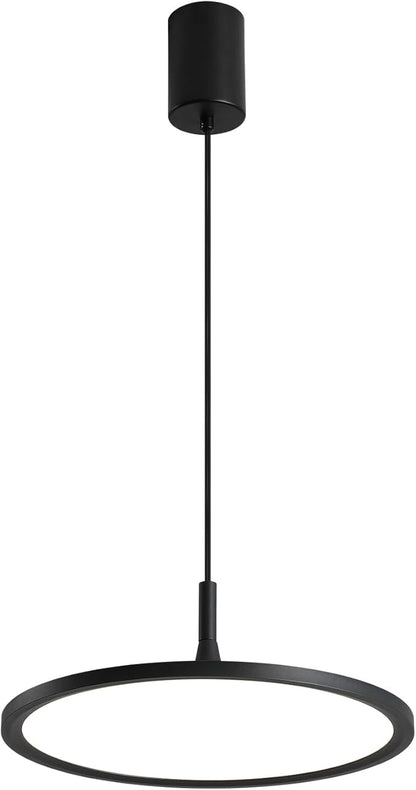 JAYMP Dining Room Modern Pendant Lighting Dimmable LED Disk Light Adjustable Height Kitchen Island Hanging Light Fixture (Black, Dia 19.7 inch)
