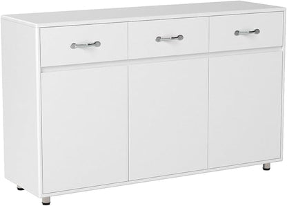 RASOO Buffet Kitchen Cabinet Storage Sideboard Cabinet Cupboard Sideboard Buffet Kitchen Room (White -3 Doors and 3 Drawers)