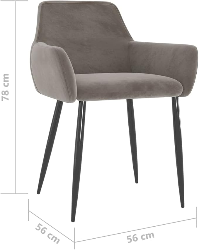 Light Gray Velvet Dining Chairs Set of 2, 22x22x30.7 in, Metal Legs, Ergonomic Back & Armrest for Dining Kitchen Living Bedroom Office