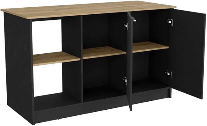 GOWE Kitchen Island Padua, Kitchen, Black/Macadamia