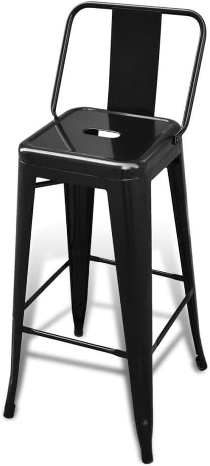 Modern Black Steel Bar Stools Set for Kitchen Island, High Table - Sleek Design, Durable Metal Construction with Comfortable Footrest, Easy Clean Indoor Use