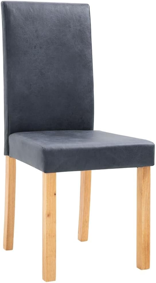 Modern Dining Chairs Set of 2 Gray Faux Suede Upholstered with Solid Wood Frame Comfortable Seating for Kitchen Dining Room and Living Room