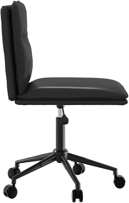 Set of 2 Black Adjustable Dining Chairs Faux Leather with Matte Metal Legs 31.9-35 in Height Modern Accent Seating for Dining Room Living Room Kitchen