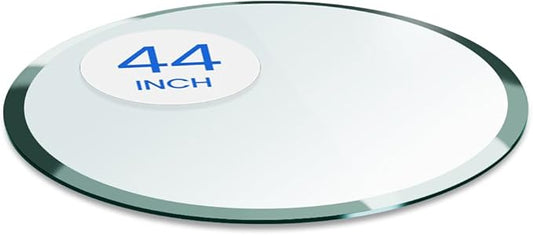 Dulles Glass 44 inch Round Glass Table Top - Tempered - 1/2" Thick Glass Surface, Safe Beveled Edge, Multipurpose for Dining Table, Patio, Coffee and End Table