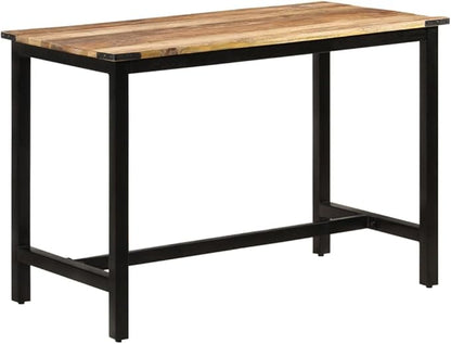 Rectangular Dining Table, Solid Mango Wood Brown & Black, Perfect for Kitchen Island & Small Dining Spaces, Accommodates 4 People