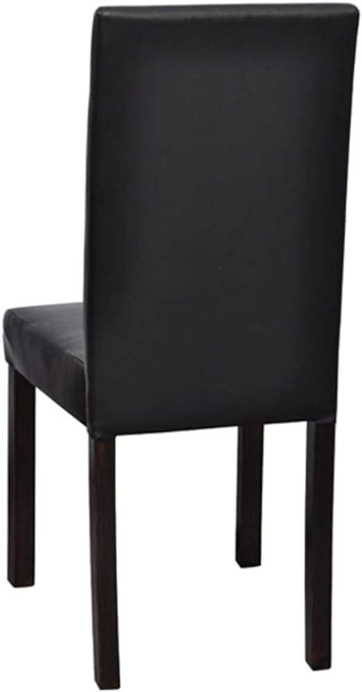 Dining Chairs Set of 4 Matte Black Wood Frame Faux Leather Seat 16 in Depth 37 in Leg Height Modern Accent Chairs for Kitchen Dining Room Living Room